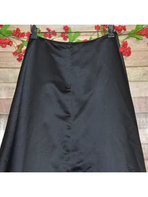 VTG Jody California Black Satin Maxi Skirt 5/6 27" Waist 41" X- Long Made USA thumbnail 7