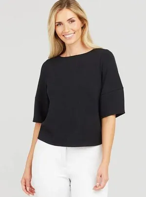 Spanx AirEssentials Puff Sleeve Desk to Dinner Elbow Sleeve Top Very Black L thumbnail 1