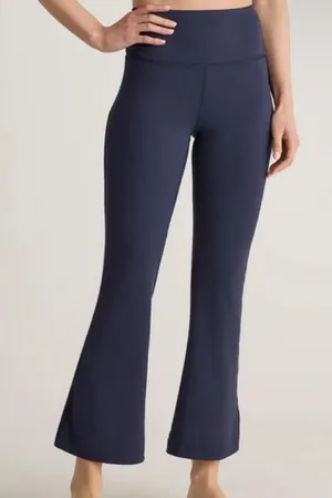Quince Navy Boot-Cut Cropped Flare Yoga Pants Large Navy thumbnail 1