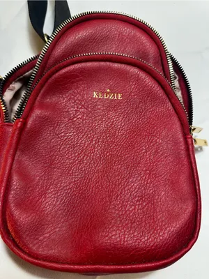 T547. Kedzie Red Vegan Leather Mini Convertible Backpack Crossbody Gold Hardware thumbnail 1