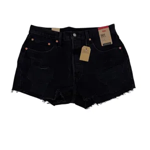 Levi's 501 Original Shorts Women 32 Black‎ Distressed High Rise Denim Cutoffs thumbnail 3