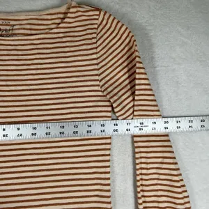 J.Crew Artist T Womens Small Cream Copper Metallic Striped Boat Neck Shirt F4264 thumbnail 3