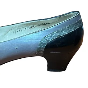 Salvatore Ferragamo Heels Womens Sz 8.5 NN Gray Leather Cap Toe Block Heel Italy thumbnail 12