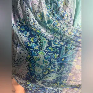 Merona Oblong Scarf Paisley Blue Green Multicolor Lightweight Sheer Polyester thumbnail 2