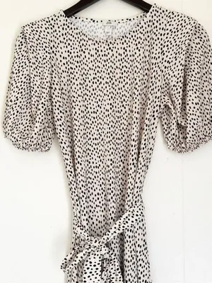 RIVER ISLAND Cream with Black Polka Dots Midi Dress 8 thumbnail 2