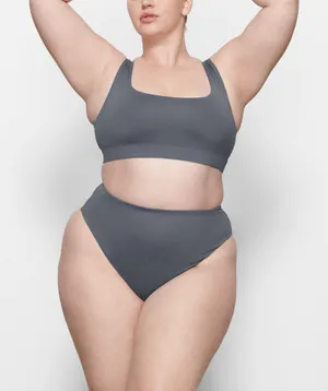 Skims Signature Swim Scoop neck tank bikini top Gunmetal S NWT ( sold out) thumbnail 1