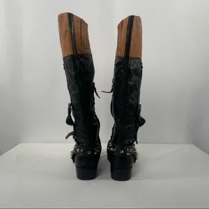 Sam‎ Edelman Park Knee High Leather Boots in Black Saddle Size 6.5 thumbnail 7