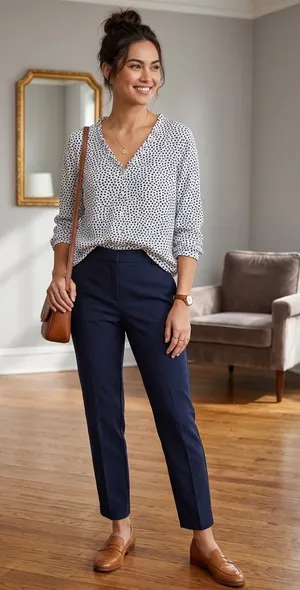 Boden x Anthropologie Polka Dot Ruffle Trim Cottagecore buttoned v-neck 20/22R. thumbnail 1