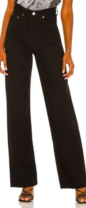 Dr Denim Black High Wide Leg Jeans thumbnail 2