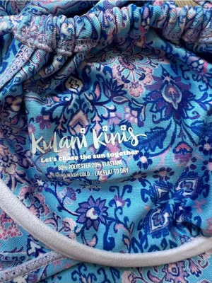 Rare Kulani Kinis Santorini Blue Pink Floral Underwire Bikini Swim Top Medium thumbnail 3
