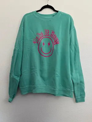Blue 84 Take it Easy Smiley Face Graphic Sweatshirt Medium thumbnail 1