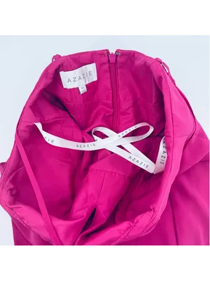Azazie Livy Dress Size 6 Fuschia Pink Halter Neck Gown thumbnail 5