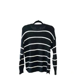 American Eagle Oversized Striped Sweater Black White Crew Neck thumbnail 8