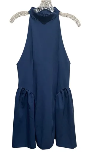 Zara Halter Mini Dress Navy Womens Size Large Sleeveless High Neck thumbnail 1