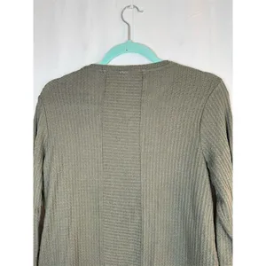 Green Tea Top Womens Small Olive Green Waffle Knit Thermal Long Sleeve thumbnail 8