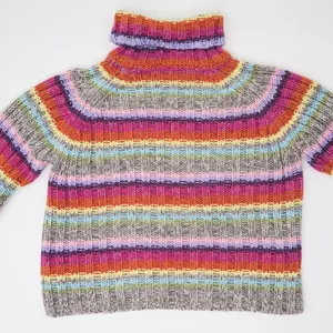 Vintage 90s Rocket 898 Rainbow Striped Knit Turtleneck Sweater thumbnail 3