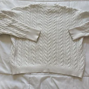 Womens Large‎ White Cable Knit Sweater Feminine Dainty Romantic Coquette Whimsy thumbnail 7