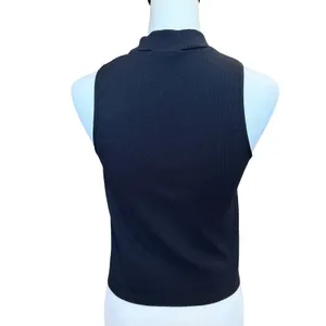 Gypsy & Jade Ribbed Mock Neck Top Size L/XL Black Cropped Sleeveless Fitted thumbnail 5