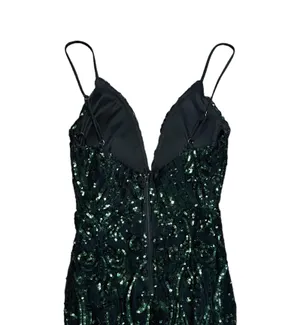 Viviana Formal Sequin Mermaid Dress black and green size small thumbnail 8