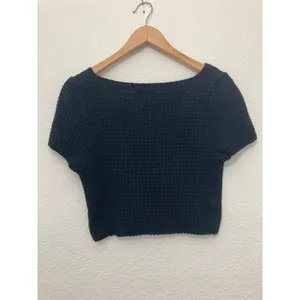 Asos Designs Grunge Emo Whimsigoth Black Knit Crochet Sweater Crop Top Medium thumbnail 4