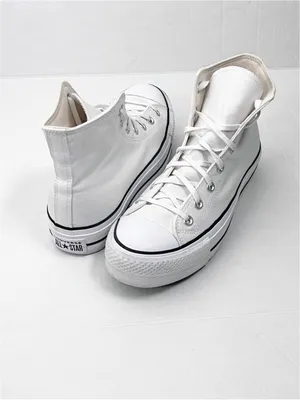 CHUCK TAYLOR ALL STAR CONVERSE White Platform Lace Up High Top Sneakers Size 10 thumbnail 5