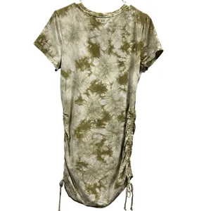 Pink Kinder to the Planet Tie Dye Ruched Short Sleeve Tunic Mini Dress Womens L thumbnail 7