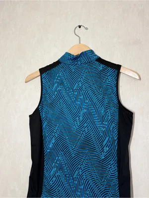 Tail Women’s Sleeveless Mock Neck 1/4 Zip Shirt Top Golf in Zig Zag Print Blue S thumbnail 5