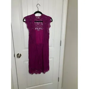 Free‎ People Magenta Lace Mini Dress Romantic Boho Evening Cocktail Party medium thumbnail 2