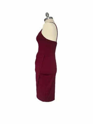 Lulus Forever Your Girl Sz S Wine Red Bodycon Mini Strappy Wrap Dress thumbnail 4