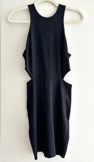 Rolla Coster Black Bodycon Tank Top Cutout Zippered Dress, Size Medium thumbnail 1