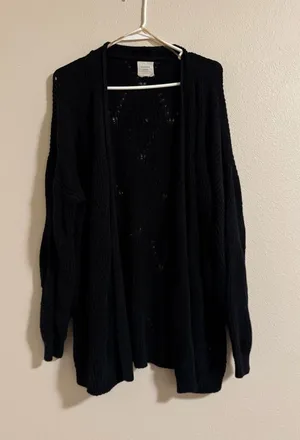 Harper Black Open-Front Knit Cardigan thumbnail 1