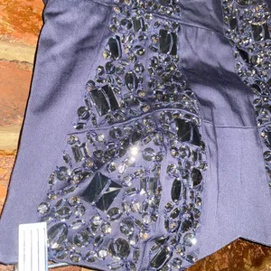 French Connection Vintage Y2k Blue Beaded Embellished Strapless Dress Size 4 thumbnail 4