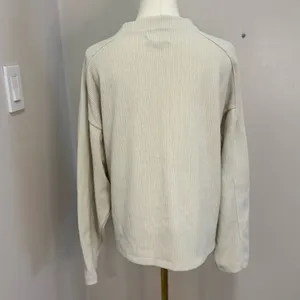 Madewell Striped Jacquard Textured Funnel neck Top‎ Antique Cream Size Medium thumbnail 3