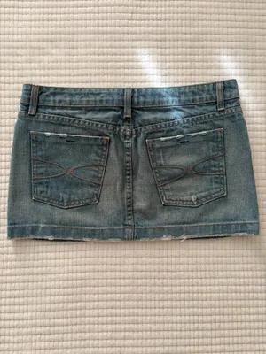 Vintage Y2K Lux Low Rise Blue Denim Mini Skirt Distressed Women Size 26 thumbnail 3