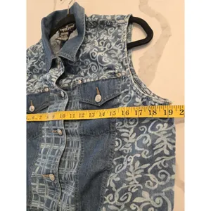 Carole Little Vintage Sport Denim Vest Size M Blue Patterned Button Up Womens thumbnail 5