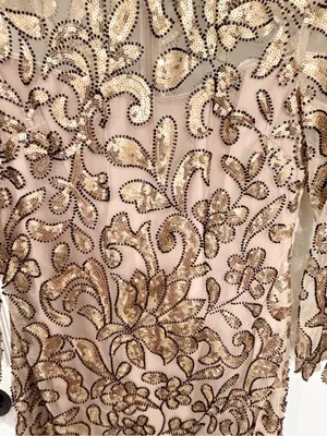 Elie Tahari Gold Sequin Mermaid Quiet Luxury Formal Cocktail Party Small Dress thumbnail 7