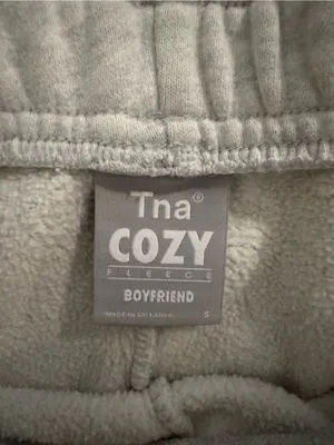 Aritzia TNA Cozy Fleece Boyfriend Jogger Sweatpants Gray Heather Size Small thumbnail 3