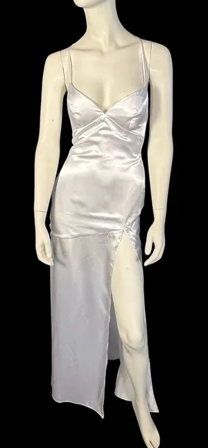 Monvelli Satin Maxi Slip Dress White Size 4 NWT thumbnail 1