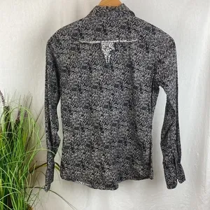 Cowgirl Hardware Black & Gray Pearl Snap Long Sleeve Cowgirl Western Top S thumbnail 3