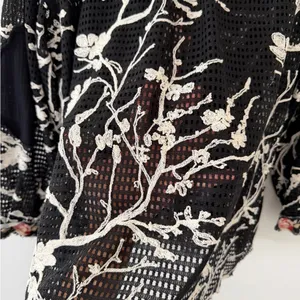 NWT- POL Carly Crochet Patchwork Laser Cut Floral embroidered shirt size large thumbnail 10