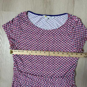 Boden Amelie Jersey Women's Pink Blue Zigzag Print Smocked Waist Dress Pockets‎ thumbnail 5
