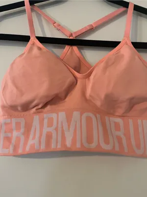 Under Armour Peach Orange Longline Sports Bra Medium Strappy Racerback thumbnail 2