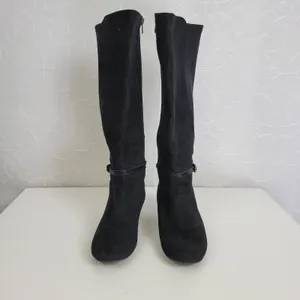 Dana Buchman Womens Boots Size 6.5 Black Suede Wedge Heel Knee High Side Zip thumbnail 11