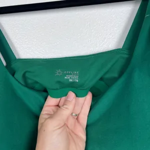 Aerie‎ OFFLINE The Hugger Green Cropped Athletic Tank Top Built-In Bra XXL NWT thumbnail 3