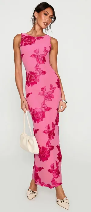 Princess Polly Fionna pink floral maxi dress thumbnail 1