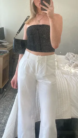 H&M White Linen Trousers thumbnail 1