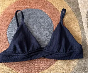Aerie Real Good Triangle Black Bikini Top Swim Swimwear Bathing Suit Size Large thumbnail 1