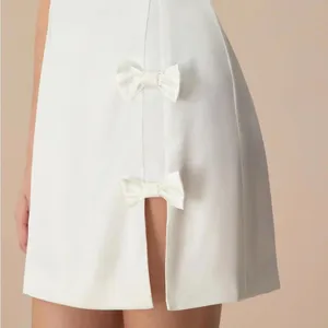 RIHOAS The White Boat Neck Bowknot Satin Mini Dress S thumbnail 5