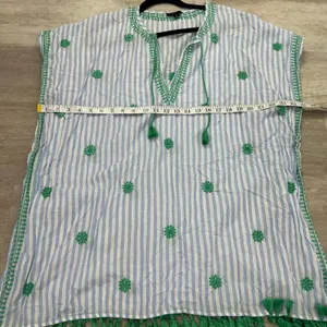 J.CREW Embroidered Beach Tunic In Stripe L2790 Vacation Floral Size S thumbnail 7