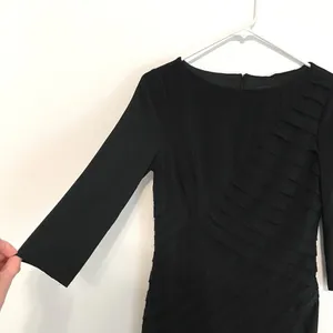 ADRIANNA PAPELL Black Shutter Pleat Pleated 3/4 Sleeve Jersey Knit Sheath Dress thumbnail 9